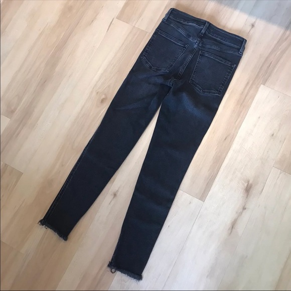 Free People Raw High-Rise Denim Jeggings - Black - Picture 4 of 6